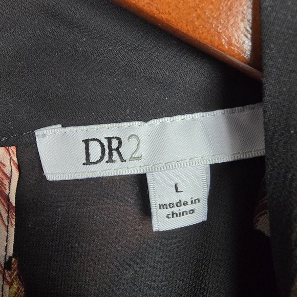 DR2 Flowy Floral Sheer Sleeve Blouse Multicolor Womens Size L‎ Dressy Office - Picture 6 of 12